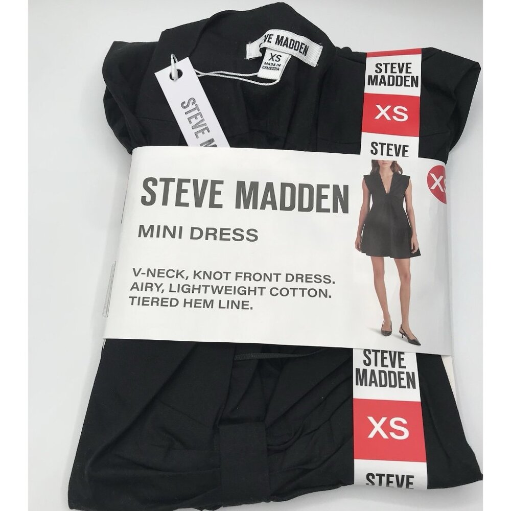 Steve Madden Mini Dress Tie Front Empire Waist Casual‎ Black Size XS